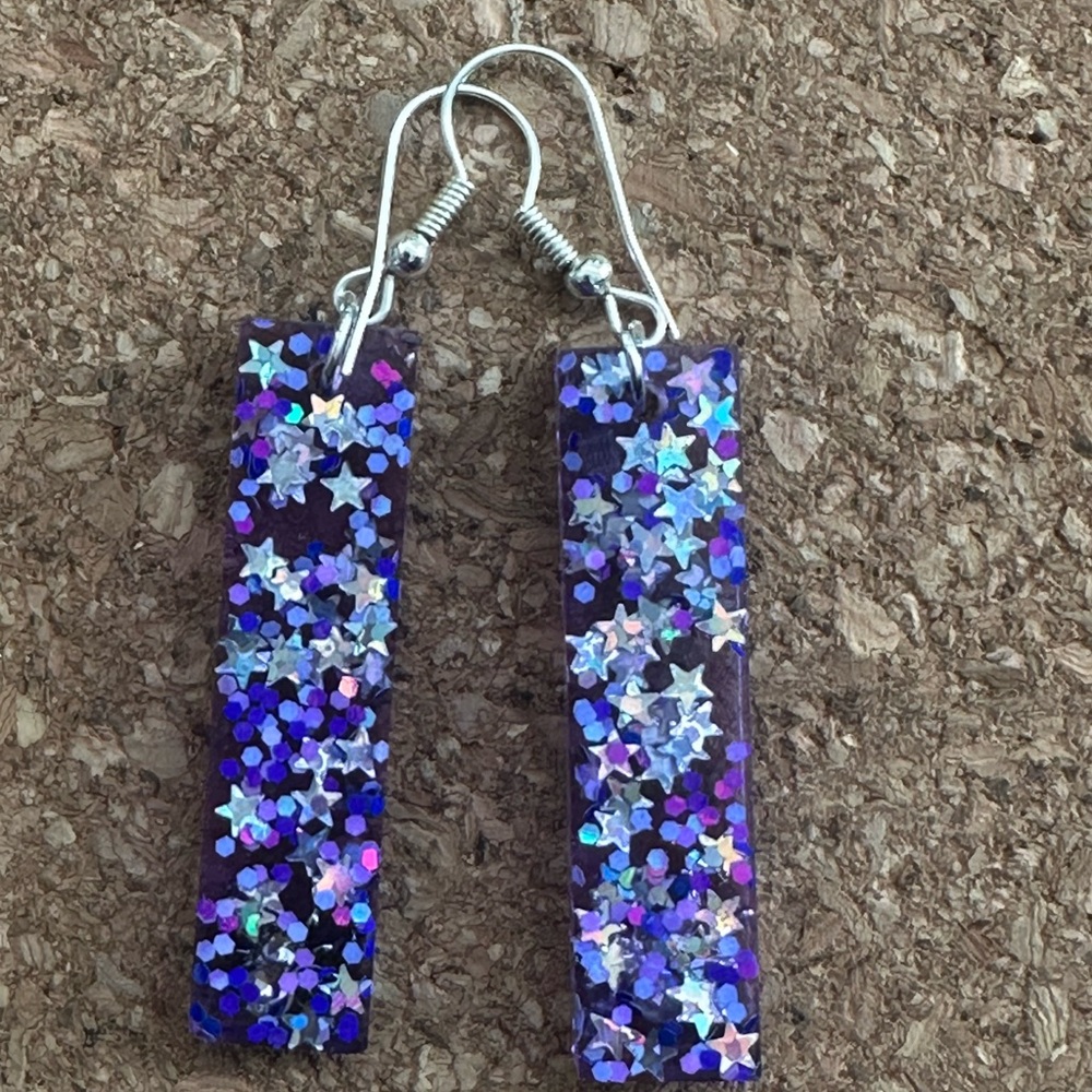 Purple Glitter Star Earrings